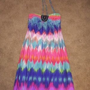 Tie dye boho halter dress sz M